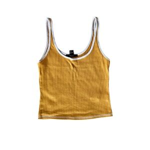 Yellow Ribbed cropped Tank